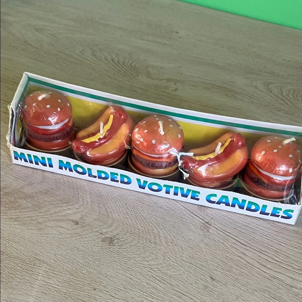 Mini Molded Votive Candles - Hot Dog and Burger Design